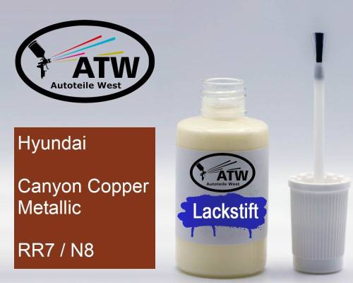 Hyundai, Canyon Copper Metallic, RR7 / N8: 20ml Lackstift, von ATW Autoteile West.